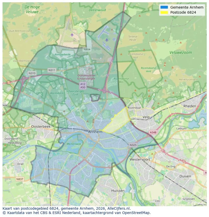 Postcodekaart voor 6824