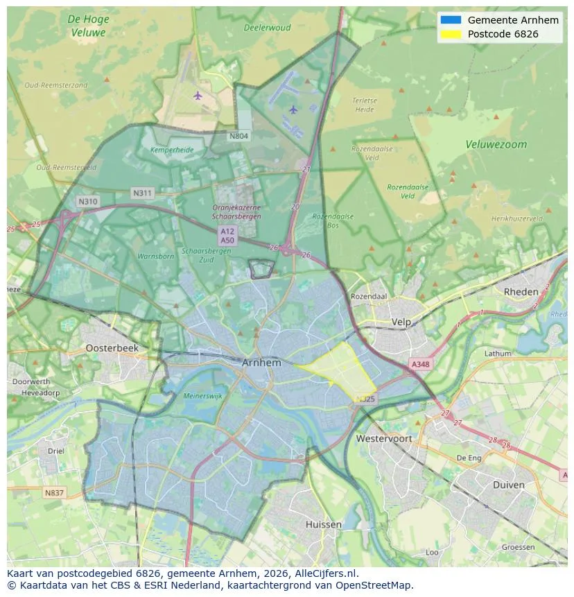 Postcodekaart voor 6826