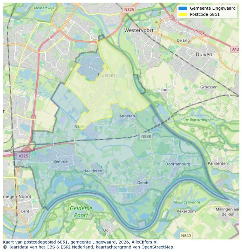 Postcodekaart voor 6851