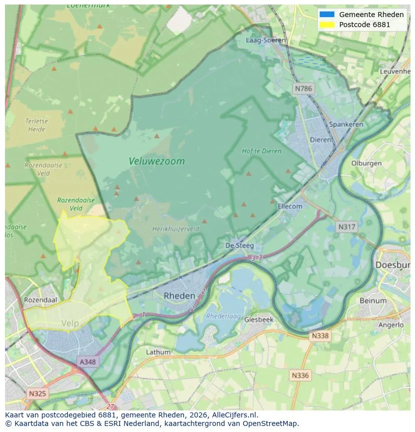 Postcode map for 6881