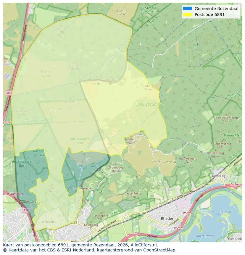 Postcodekaart voor 6891