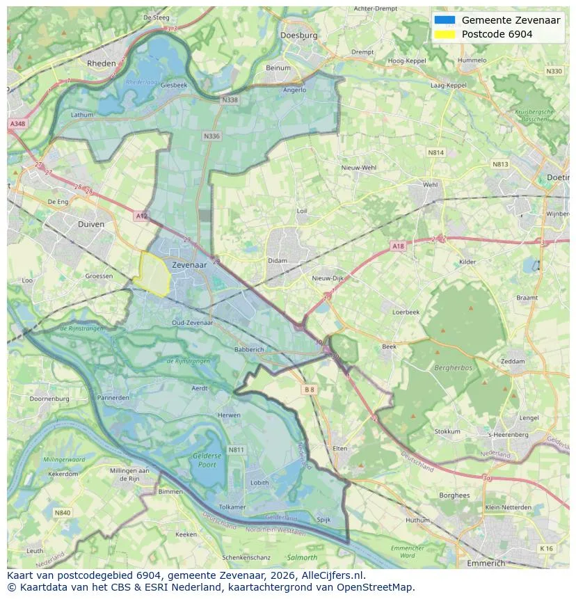 Postcodekaart voor 6904