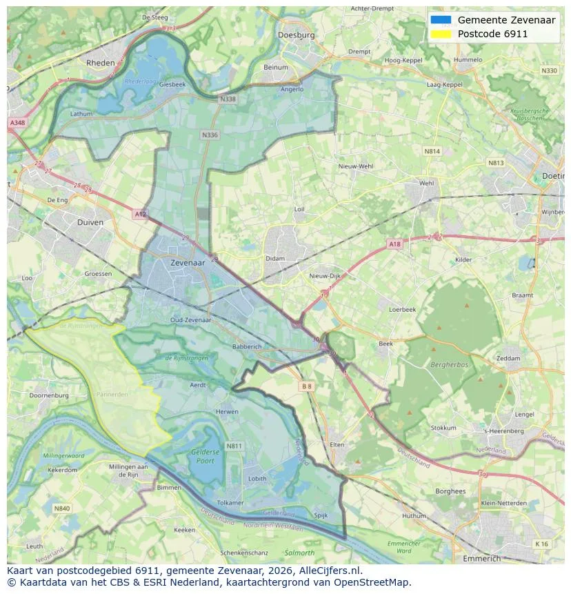 Postcodekaart voor 6911