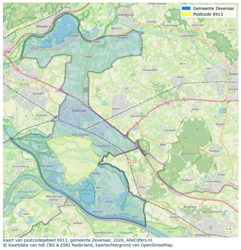 Postcodekaart voor 6913