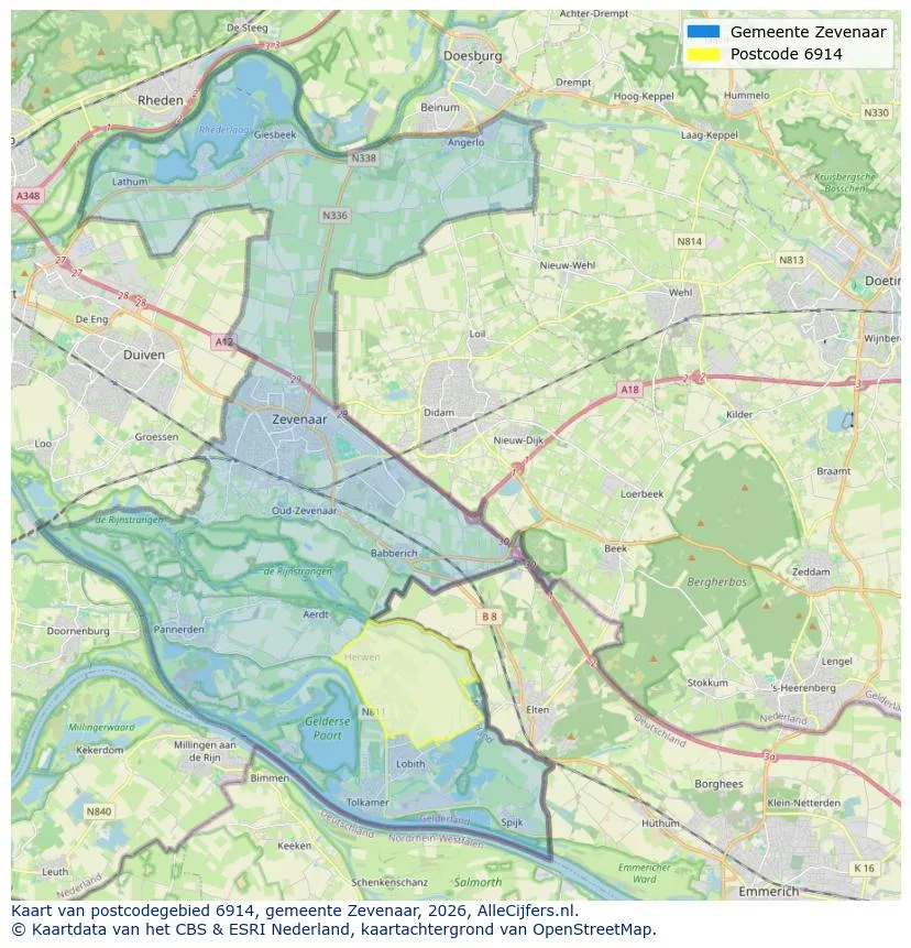 Postcodekaart voor 6914