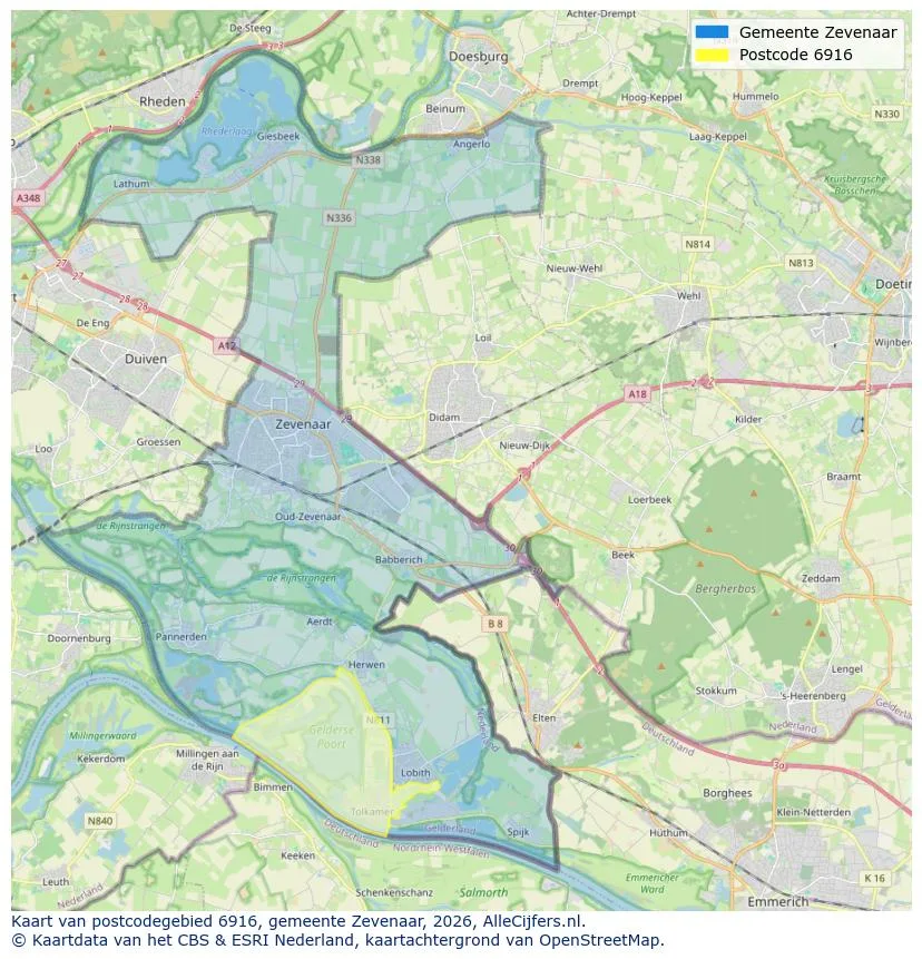 Postcodekaart voor 6916