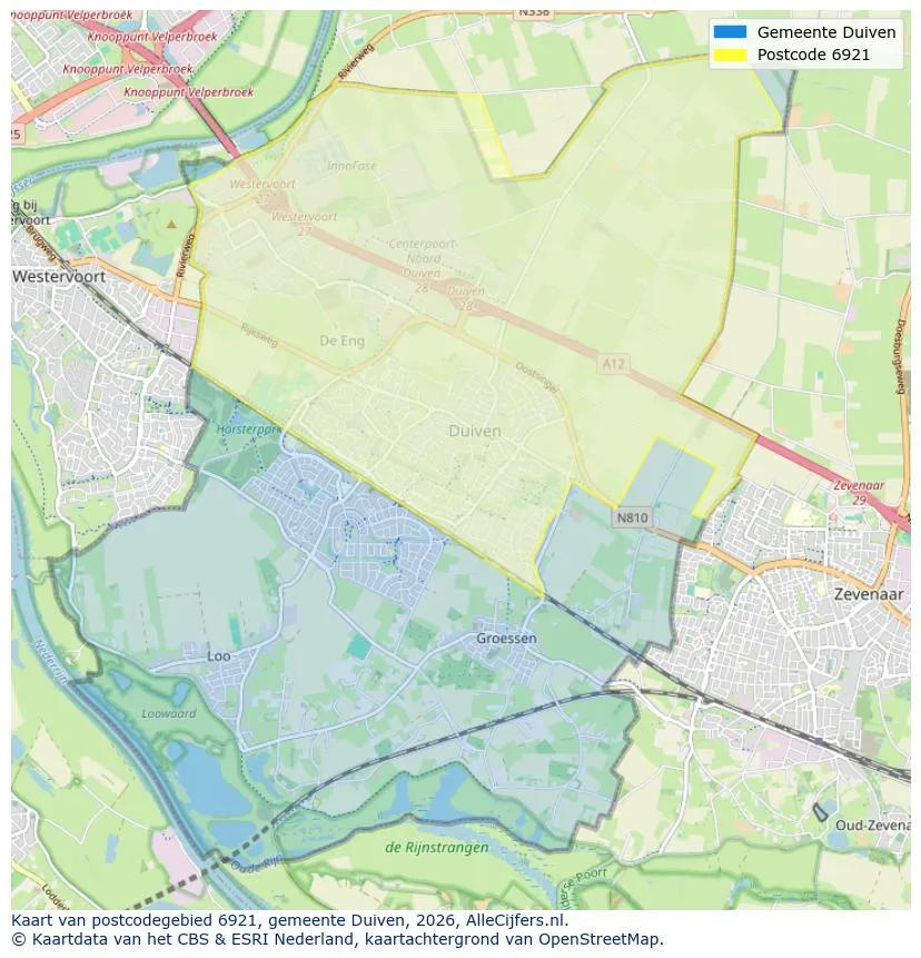 Postcodekaart voor 6921