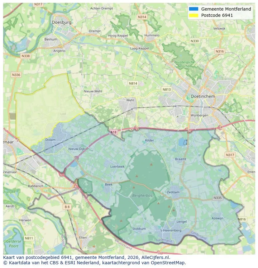 Postcodekaart voor 6941