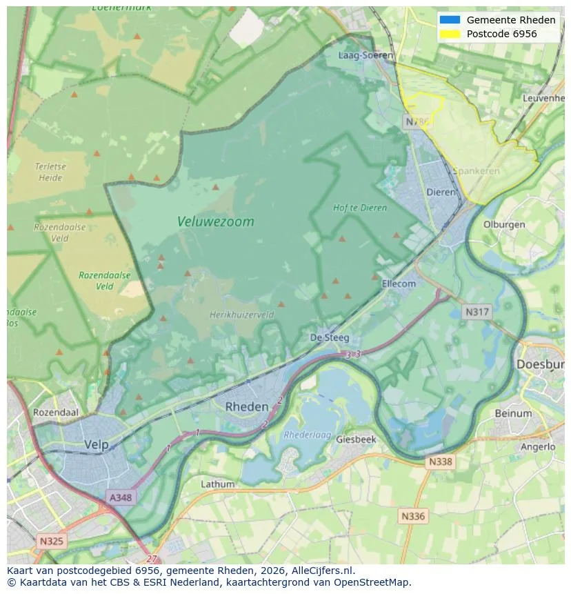 Postcode map for 6956