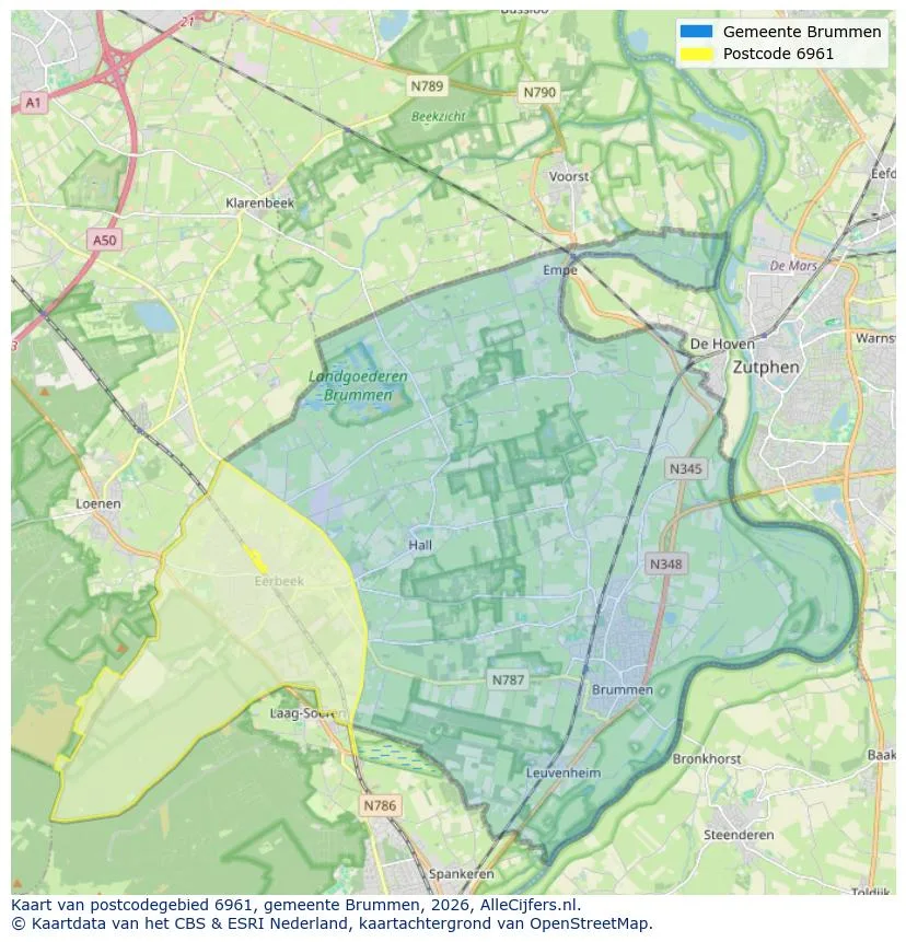 Postcode map for 6961