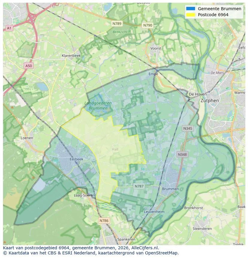 Mapa de códigos postales para 6964