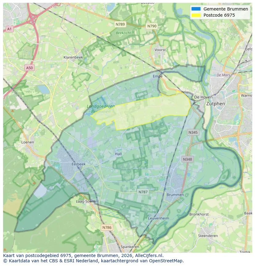 Postcodekaart voor 6975