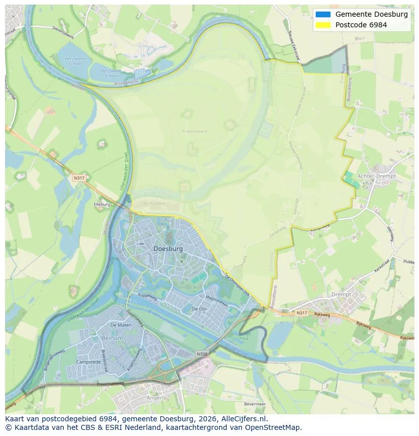 Postcode map for 6984