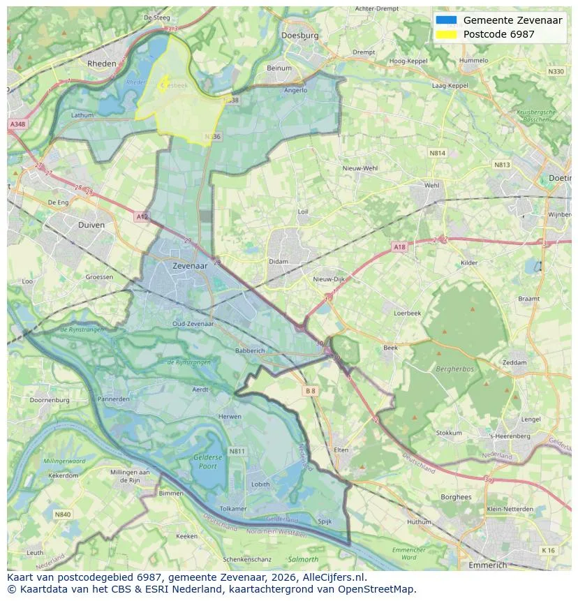 Postcodekaart voor 6987