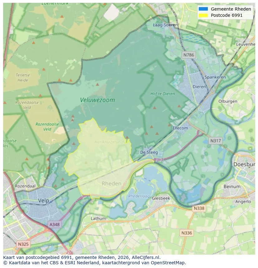 Postcodekaart voor 6991