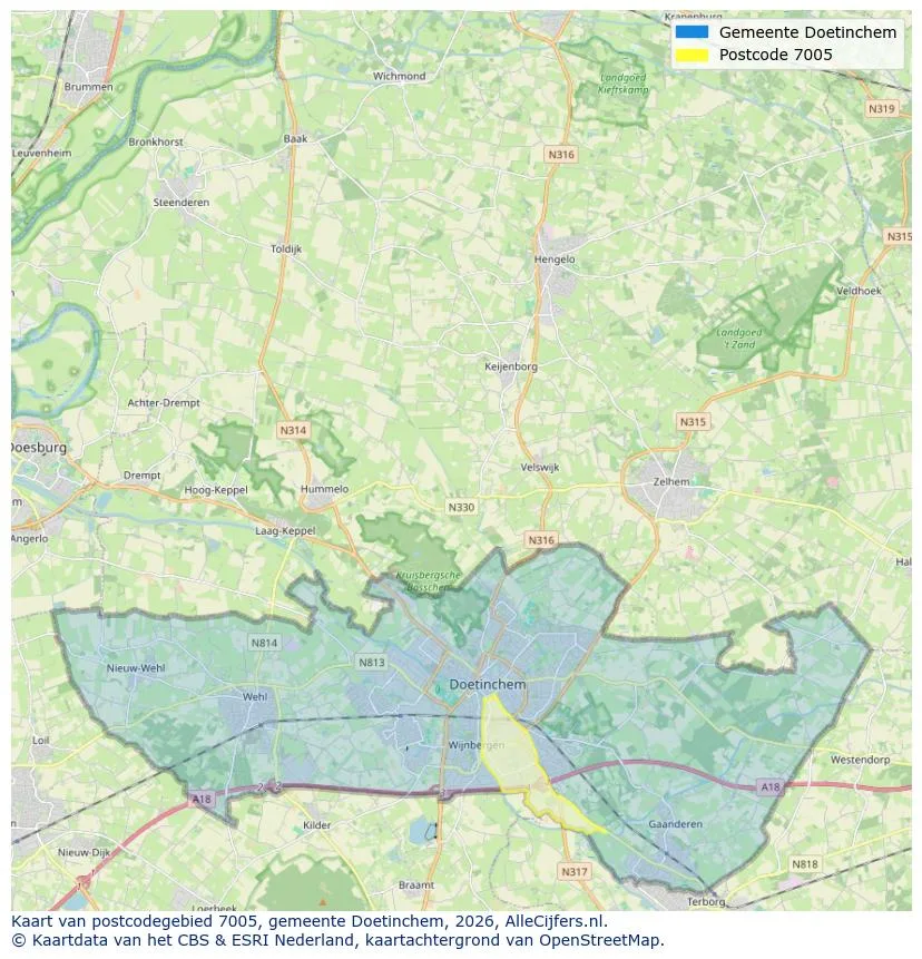 Postcodekaart voor 7005