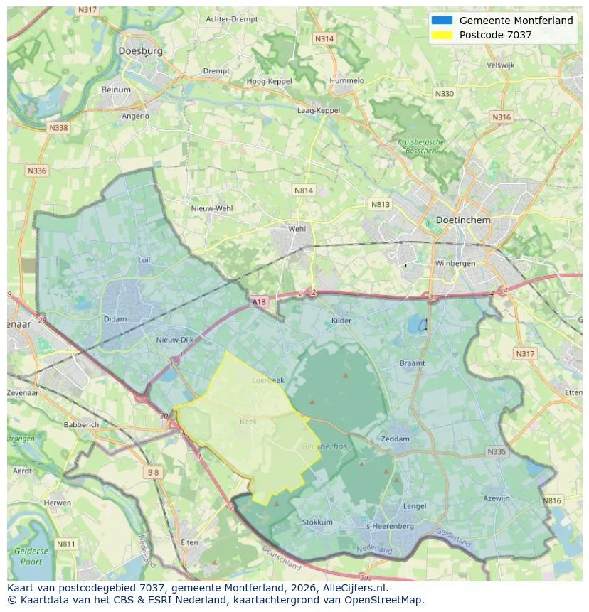Postcodekaart voor 7037