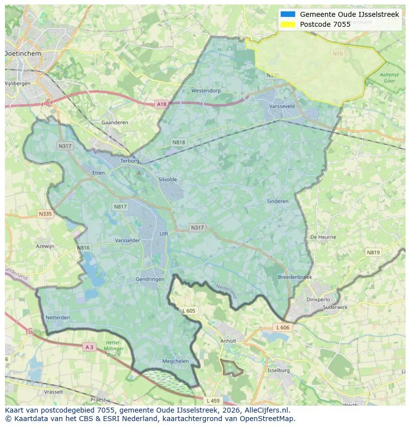 Postcodekaart voor 7055