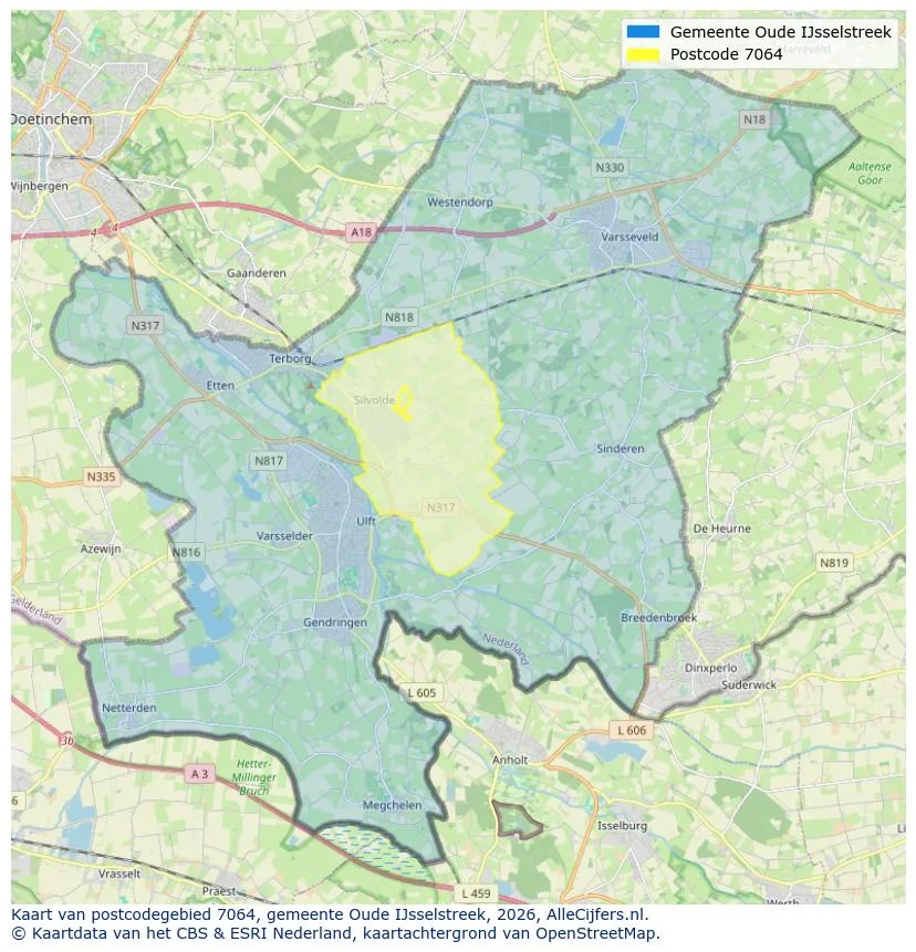Mapa de códigos postales para 7064