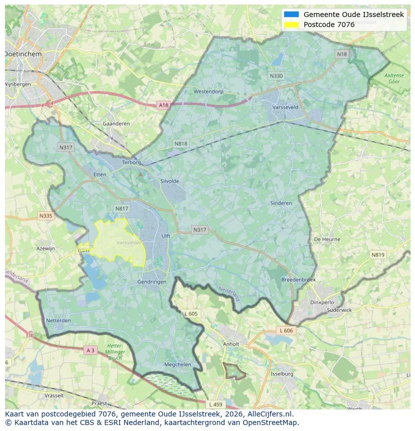 Postcodekaart voor 7076