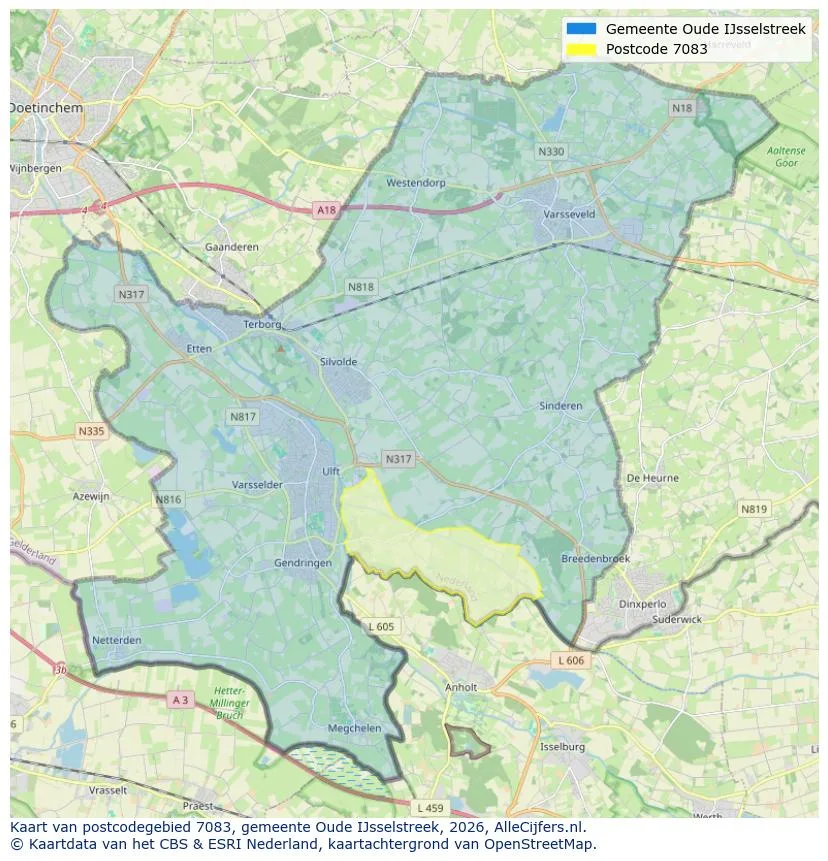 Postcodekaart voor 7083