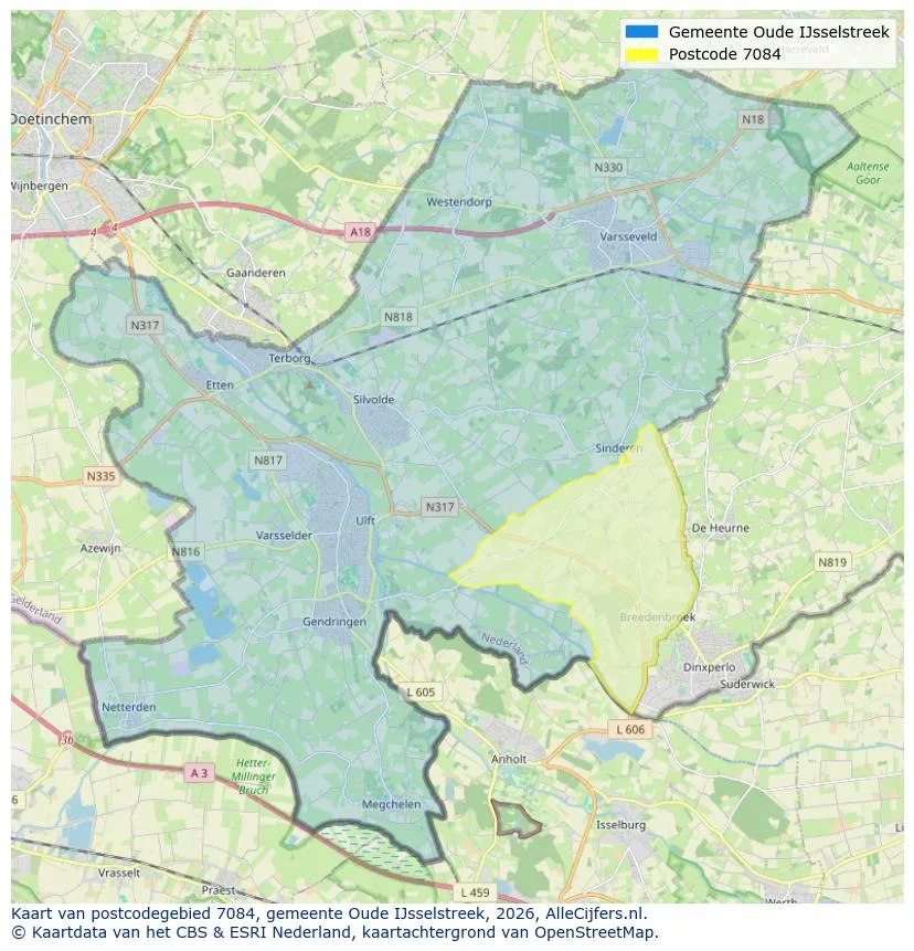 Postcodekaart voor 7084