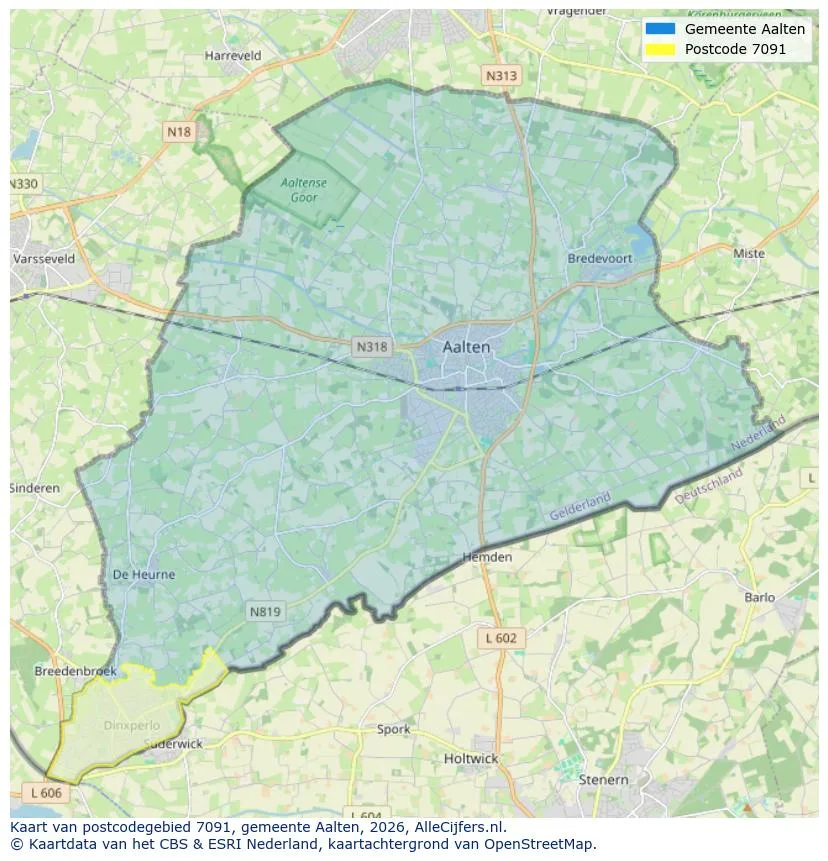 Postcodekaart voor 7091