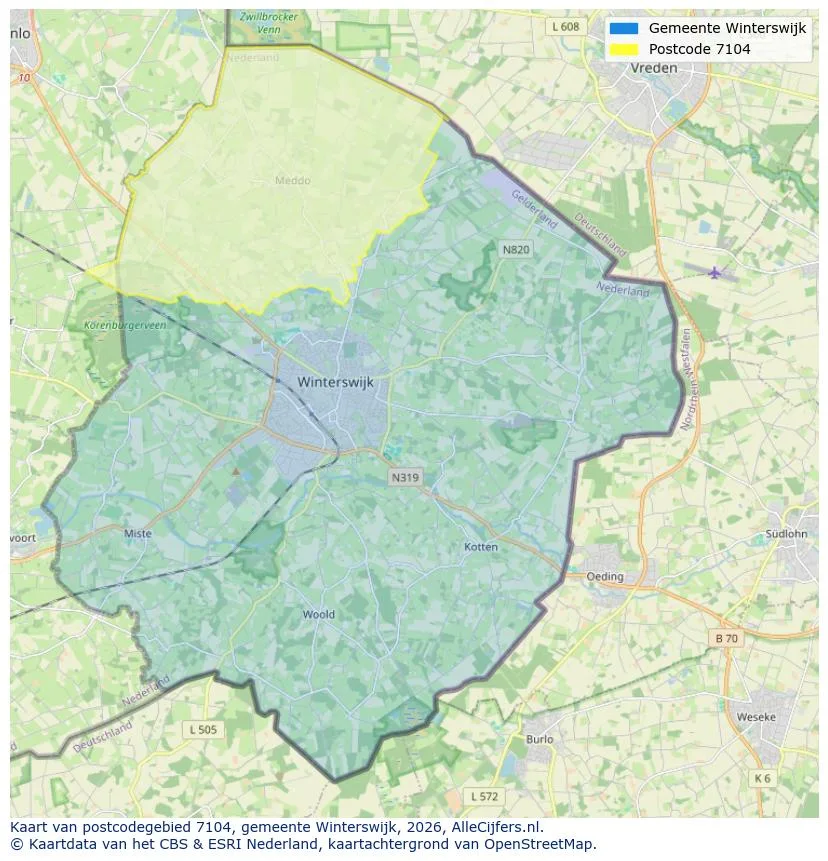 Postcodekaart voor 7104