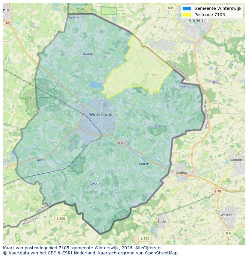 Postcodekaart voor 7105