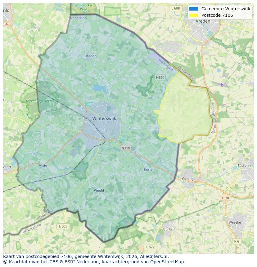Postcodekaart voor 7106