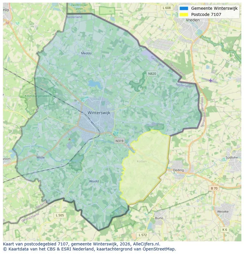 Postcodekaart voor 7107