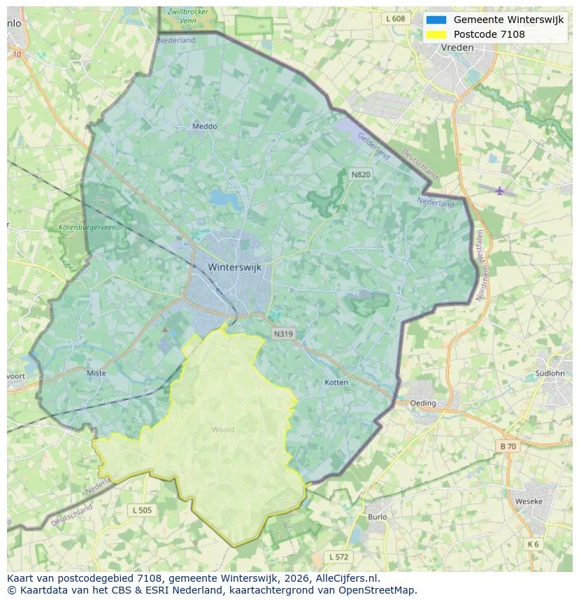 Postcodekaart voor 7108