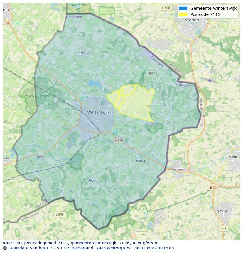 Postcodekaart voor 7113