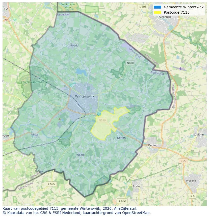 Postcodekaart voor 7115