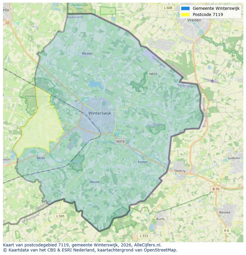 Postcodekaart voor 7119