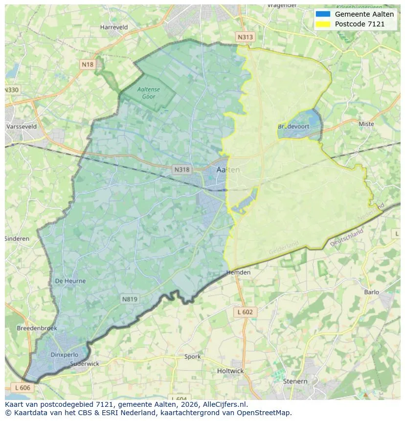 Mapa de códigos postales para 7121