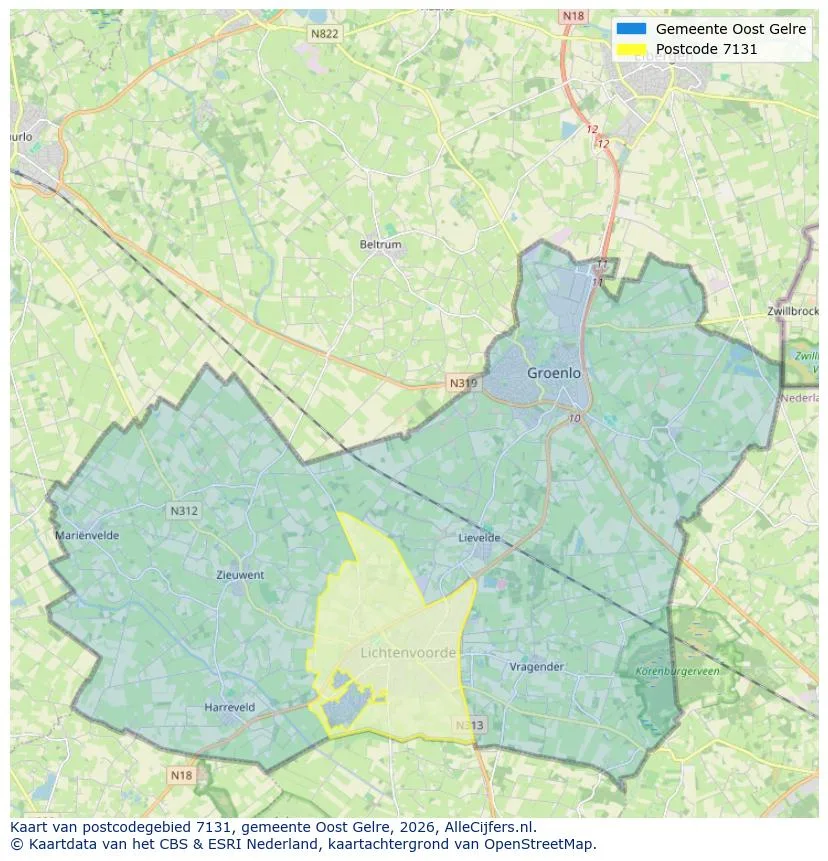 Postcodekaart voor 7131