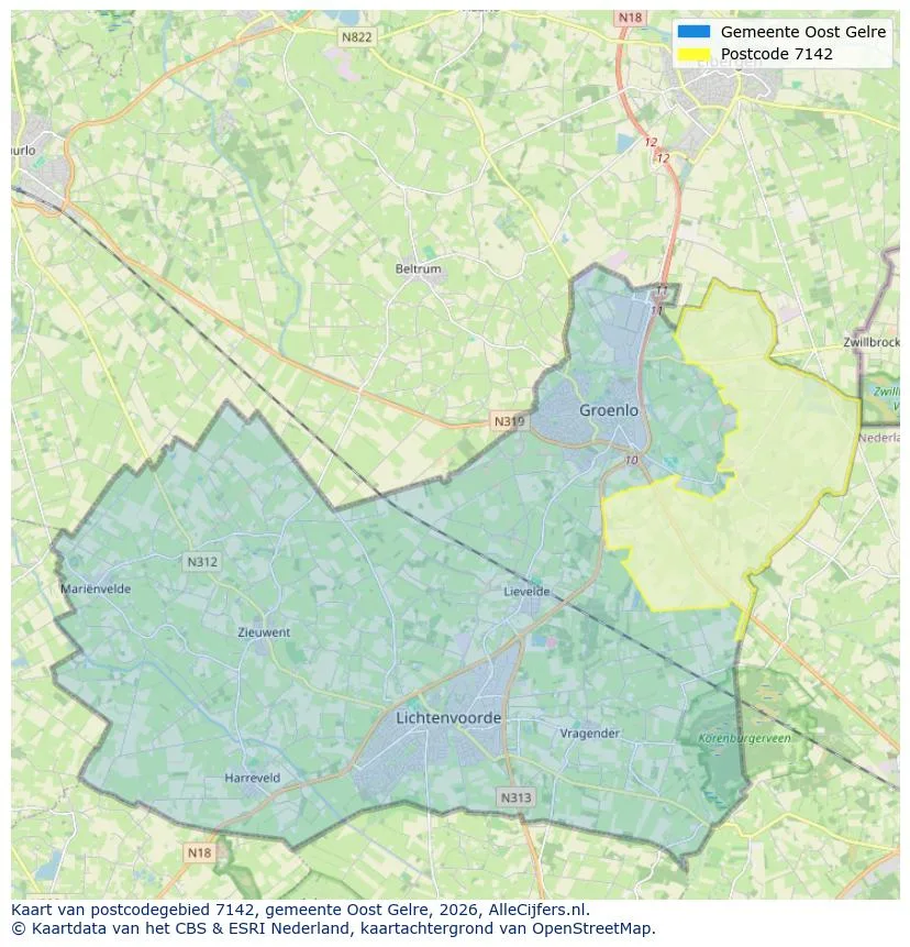 Postcodekaart voor 7142