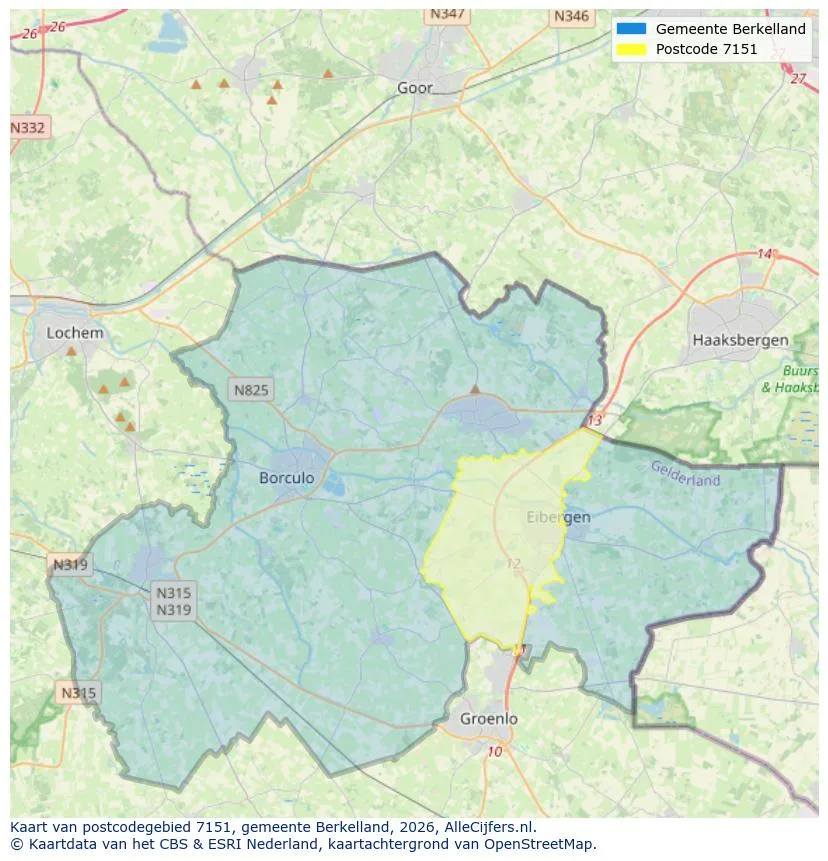 Postcode map for 7151
