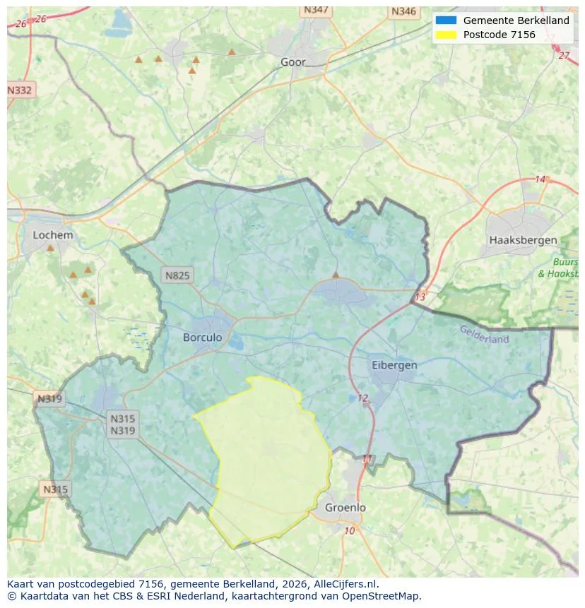 Mapa de códigos postales para 7156