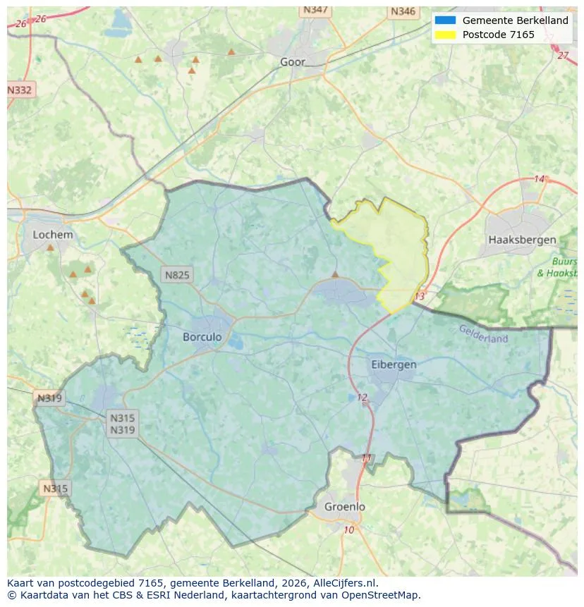 Mapa de códigos postales para 7165