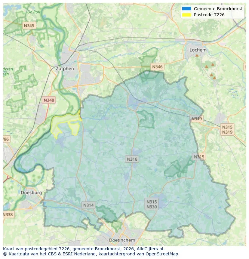 Postcode map for 7226