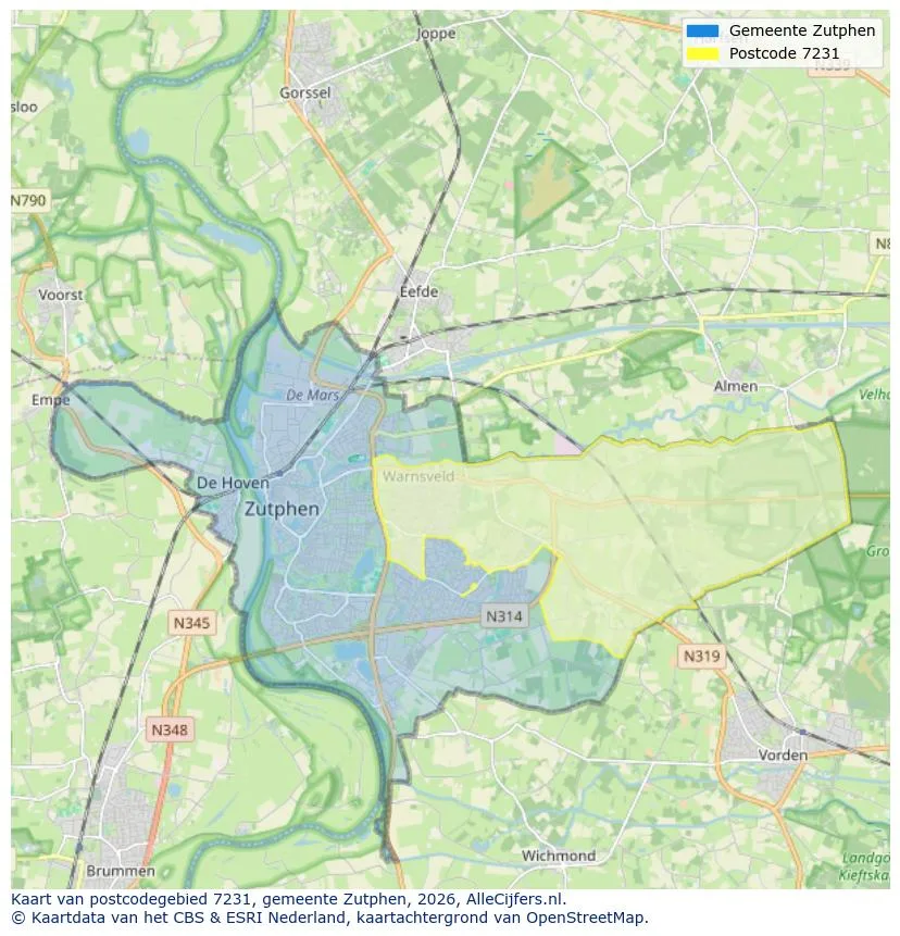 Postcode map for 7231