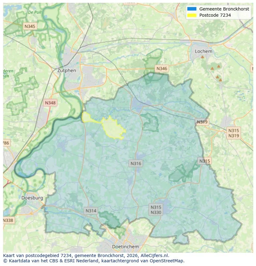 Postcodekaart voor 7234