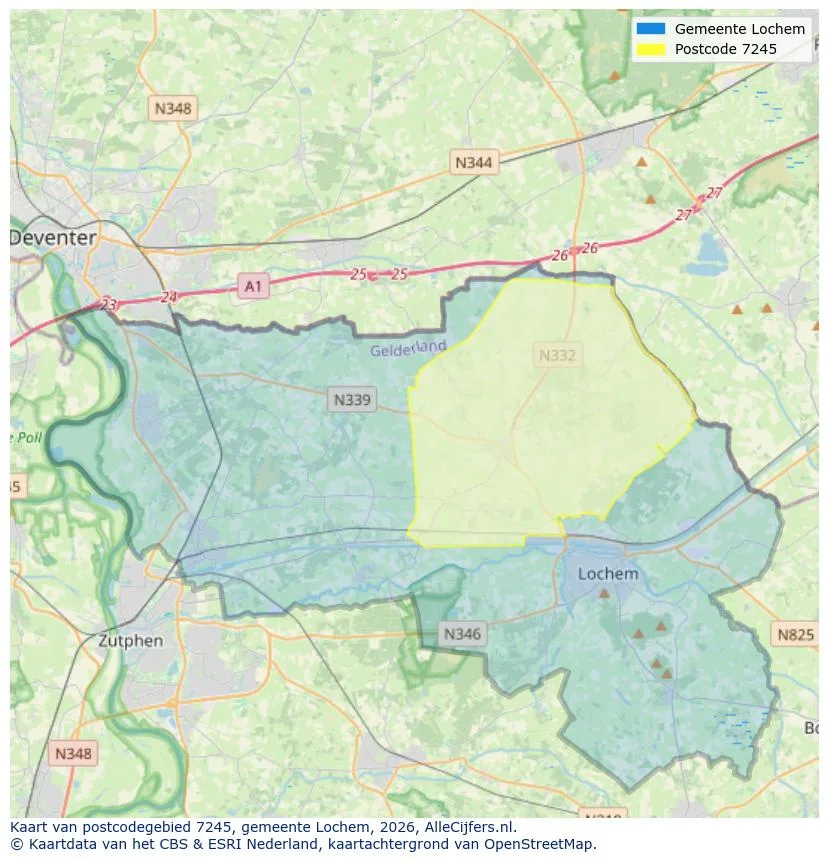 Mapa de códigos postales para 7245