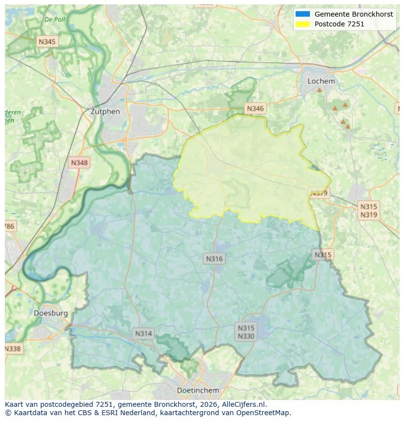 Postcodekaart voor 7251