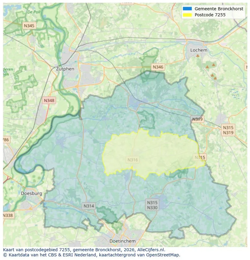 Postcodekaart voor 7255