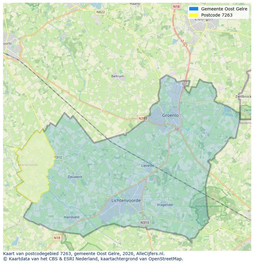 Postcode map for 7263