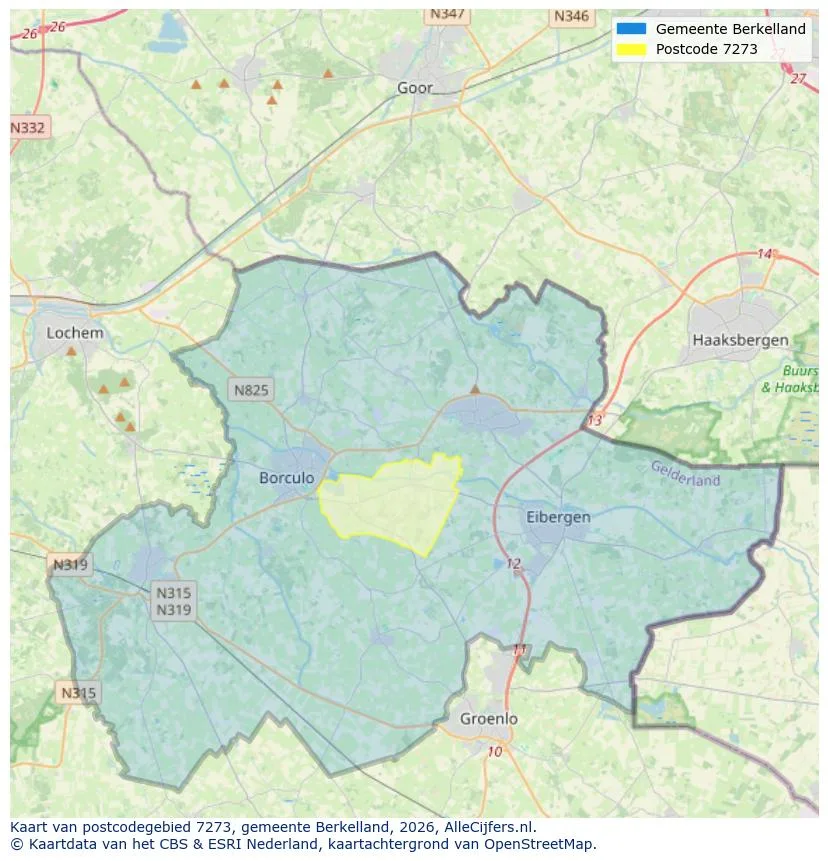 Postcodekaart voor 7273