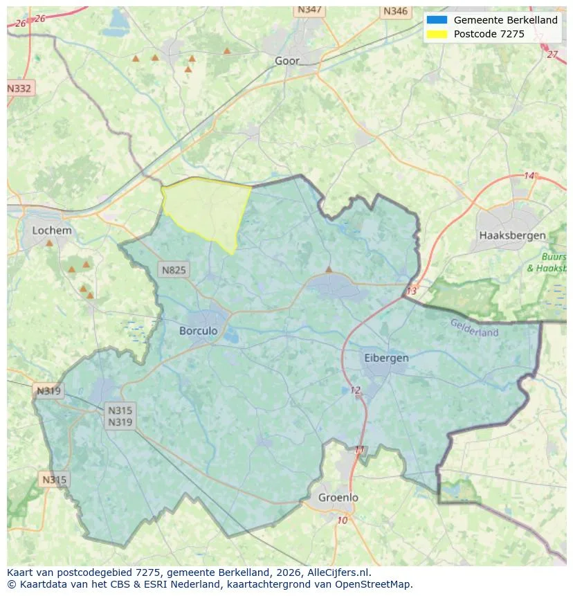 Mapa de códigos postales para 7275